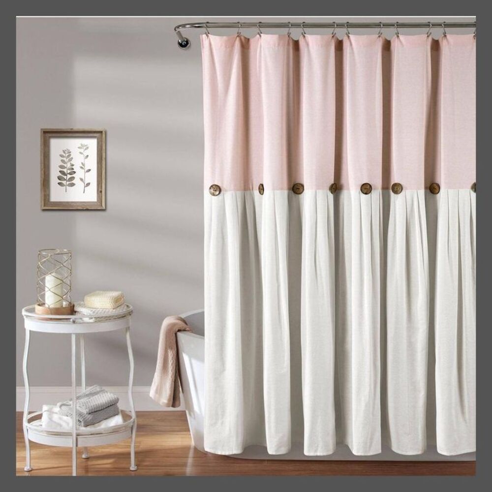 Lush Decor -  Color Block Pleated Shower Curtain 72x7 Pink
